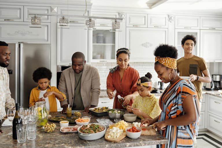 Family Preparing Food in the Kitchen