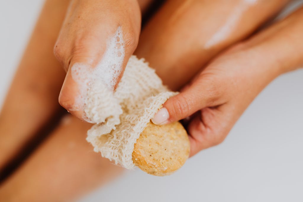 Woman Washing her Legs